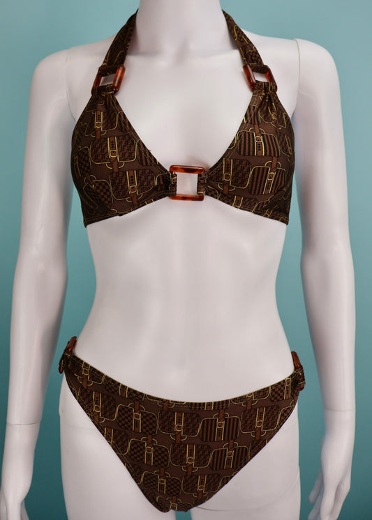 Fendi Bag Print Halter Bikini Set