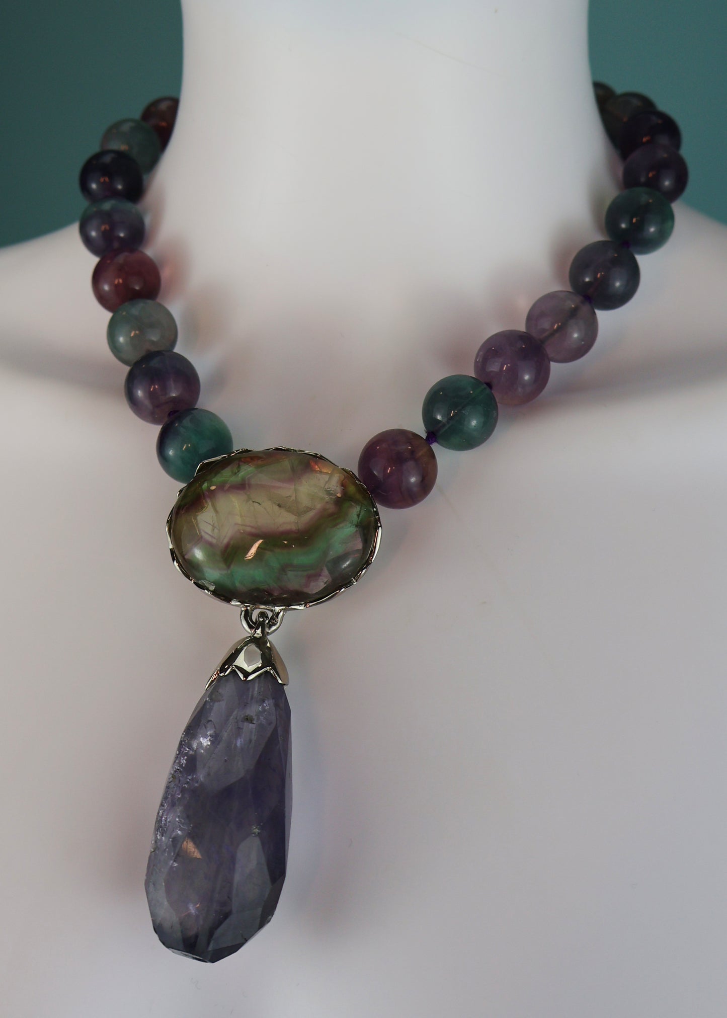 Yves Saint Laurent Haute Couture Fall 1999 Amethyst & Fluorite Gemstone Necklace