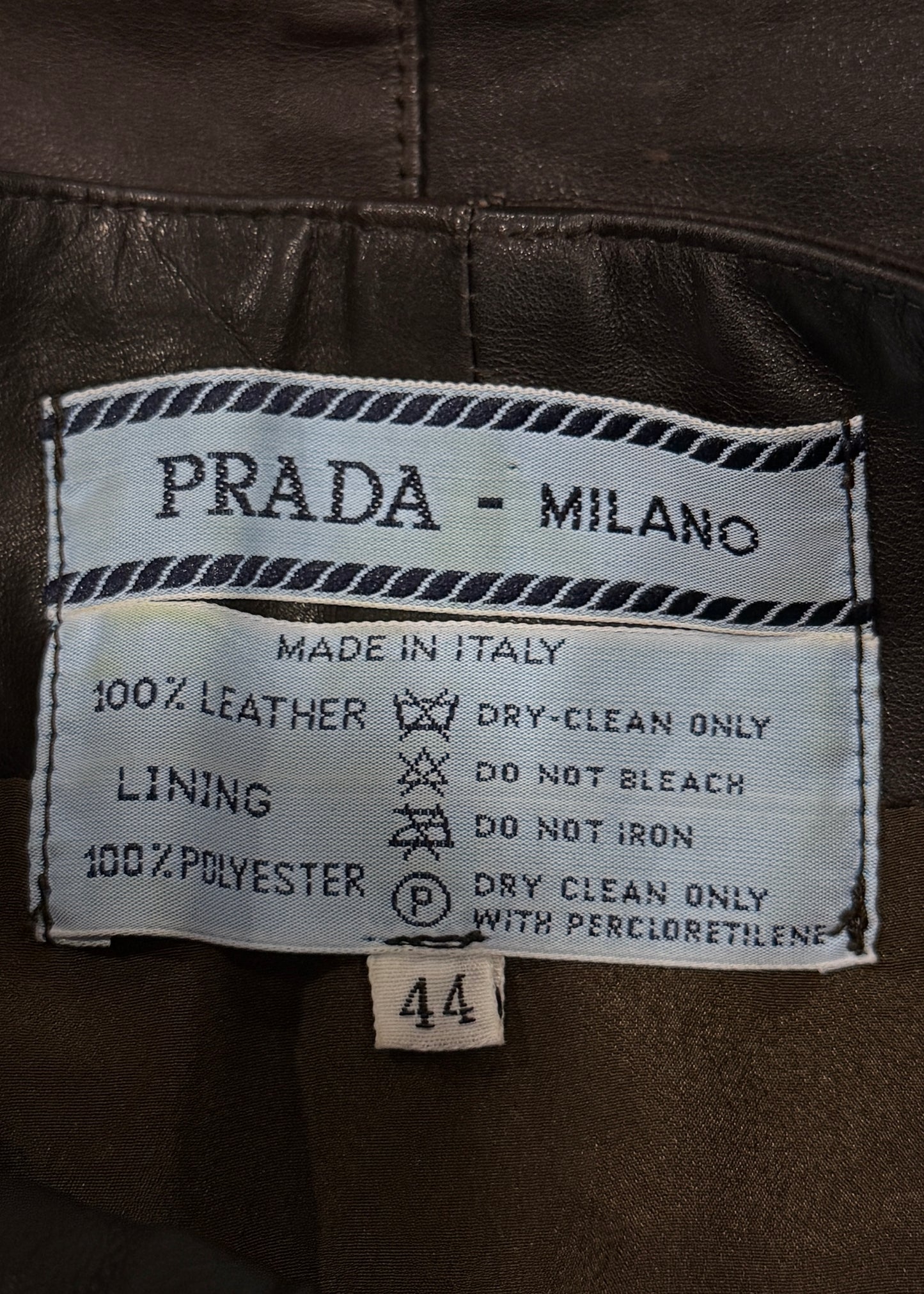 Prada Early 1990s Brown Leather A-Line Zip Skirt