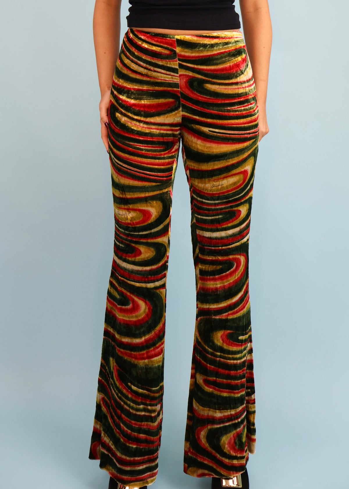 Gucci Fall 1999 Runway Velvet Swirl Flared Pants