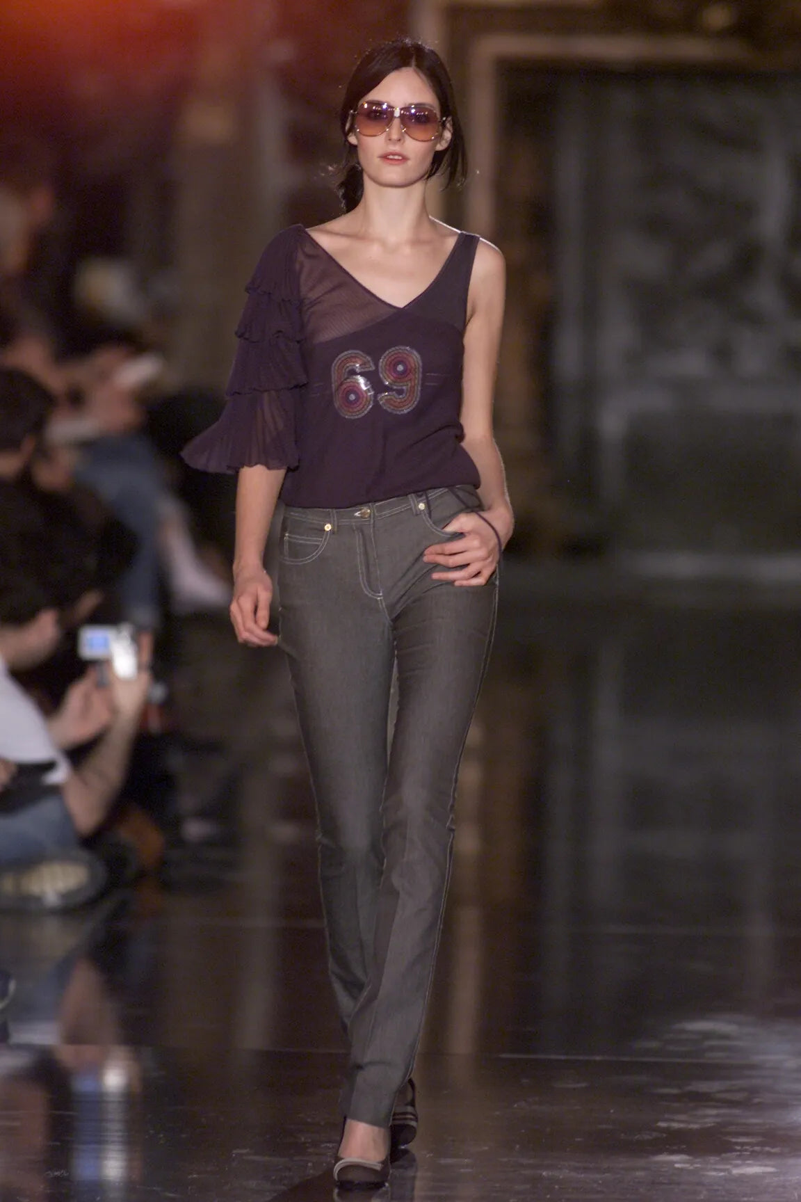 Chloé Fall 2000 69 Print Black Tank Top