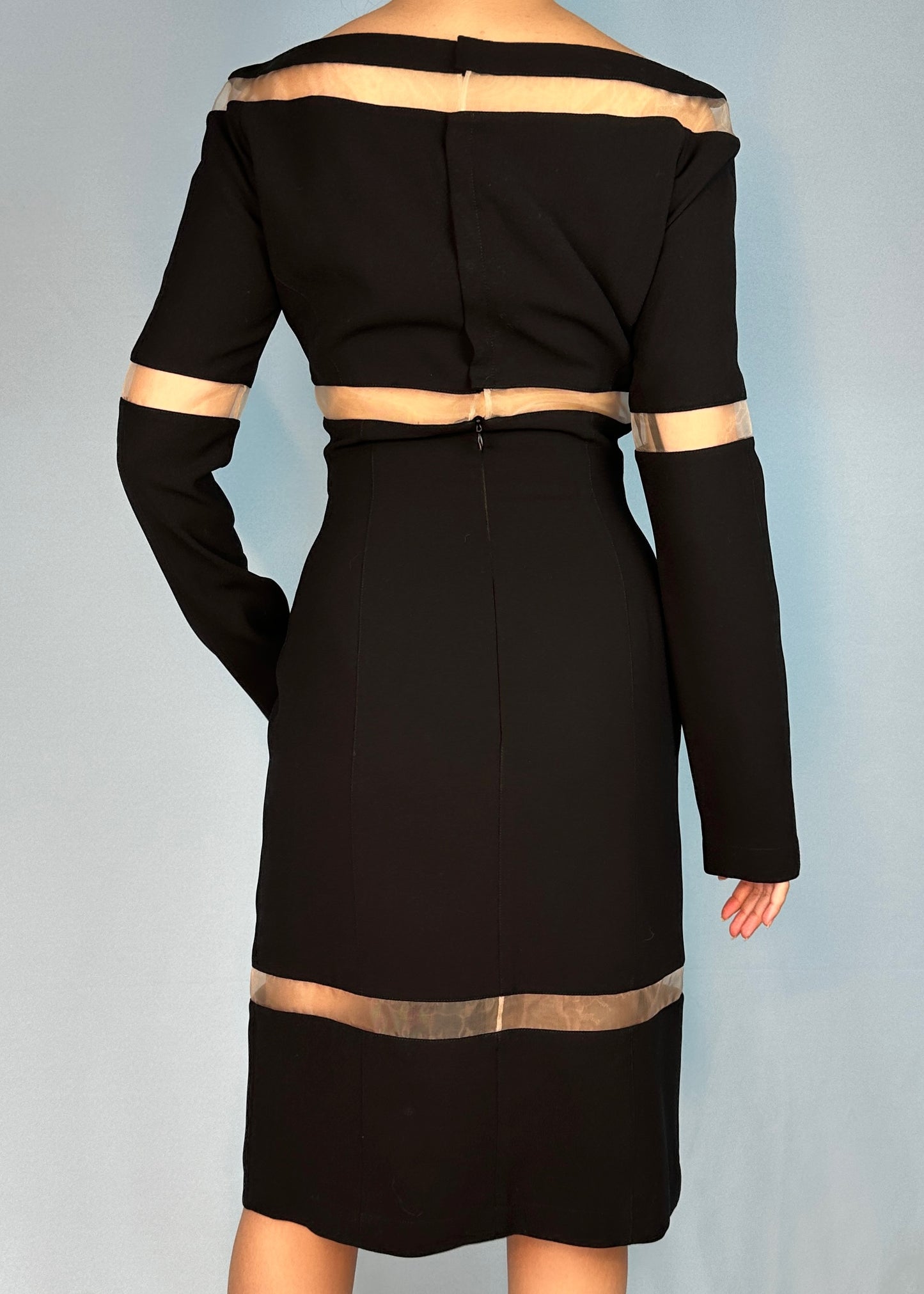 Thierry Mugler Fall 1999 Runway Black Mesh Panel Dress