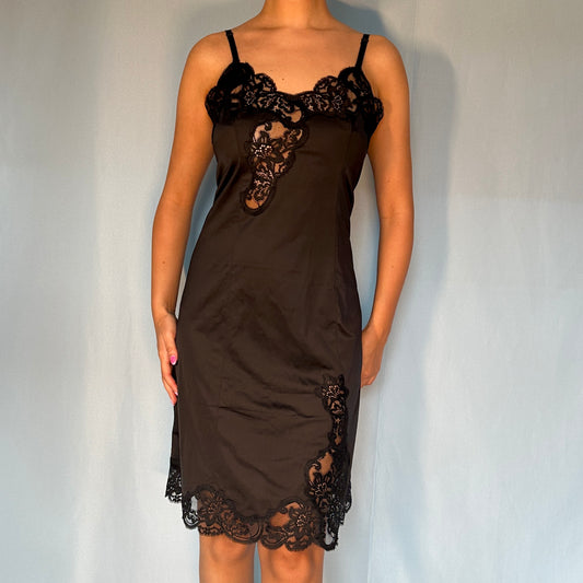 Dior Black Lace Trim Slip Dress