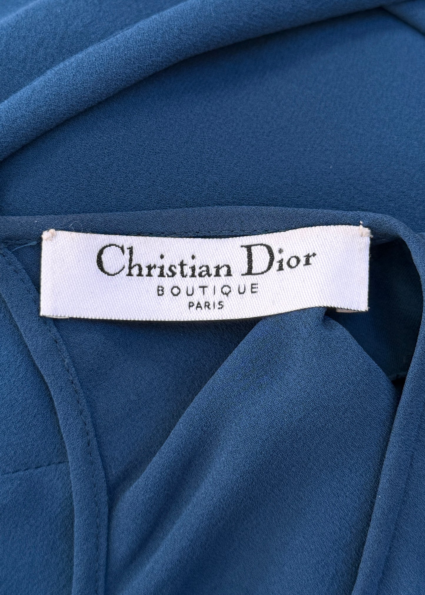 Dior Fall 2005 Teal Blue Silk Chiffon Embellished & Belted Midi Dress