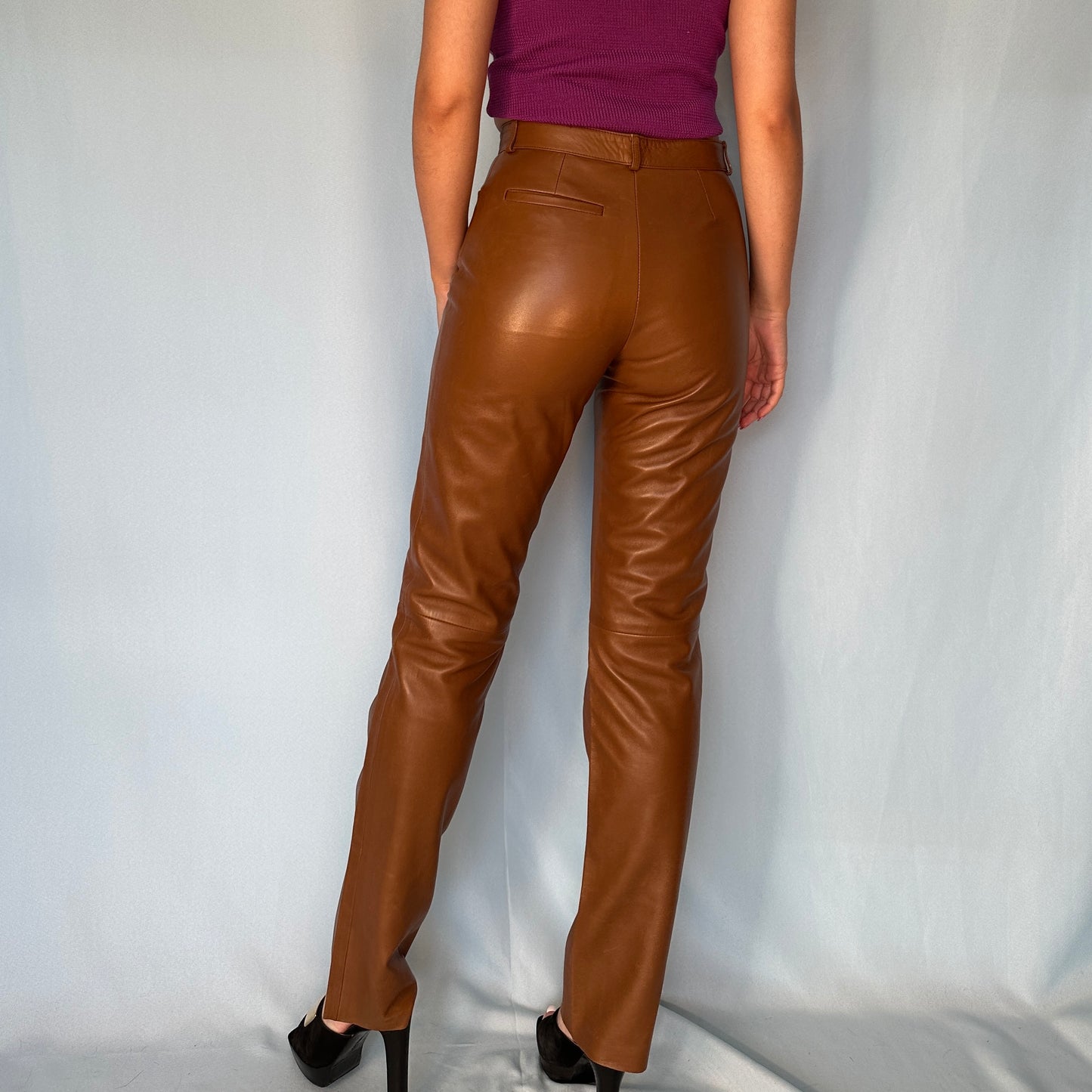 Gucci Brown Leather High Waisted Pants