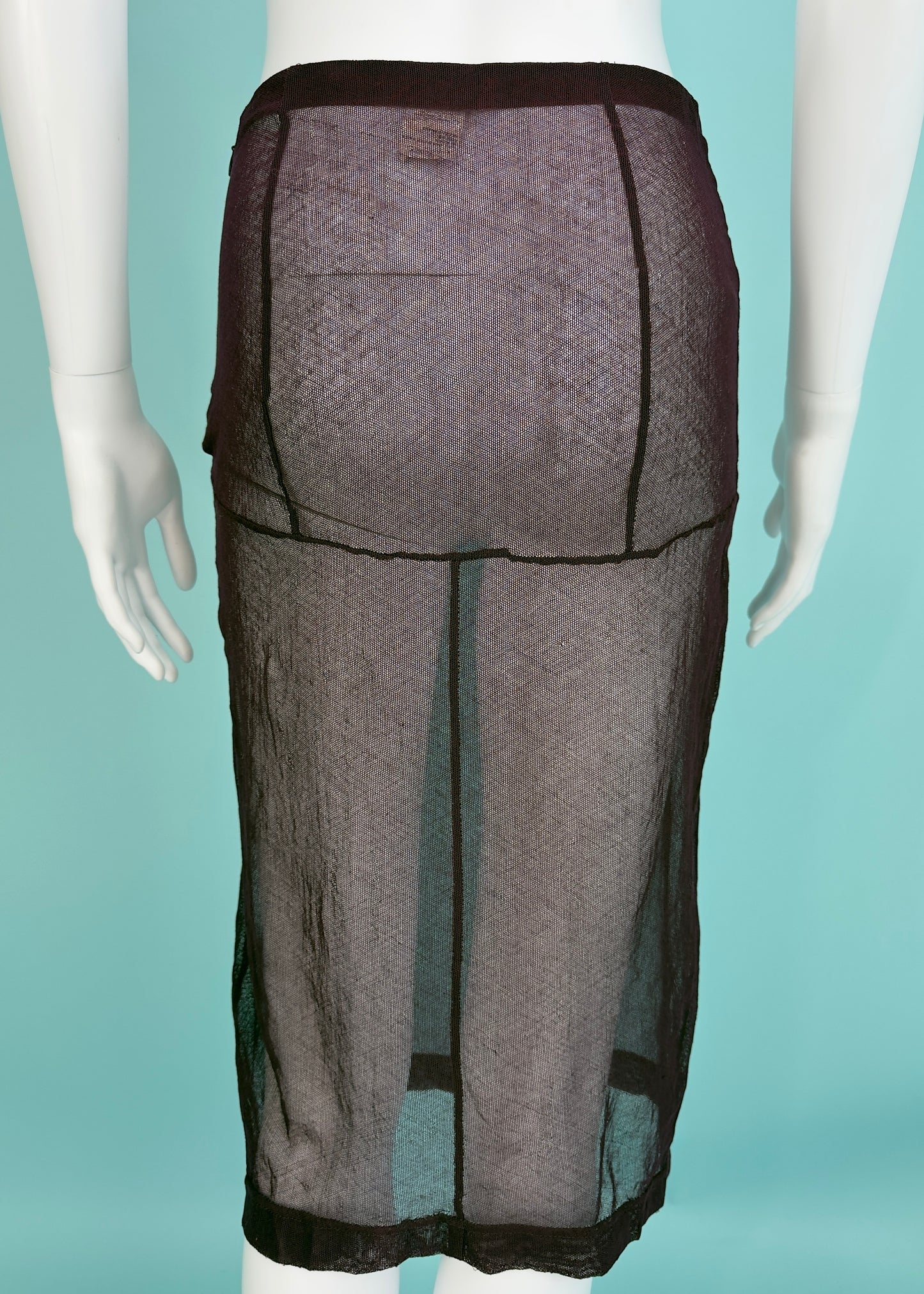 Dolce & Gabbana Fall 1998 Burgundy Mesh Midi Skirt