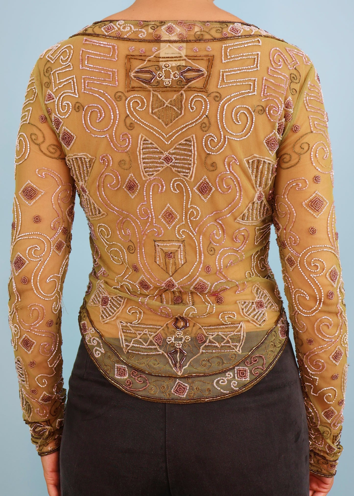 Chloé Fall 2000 Runway Bead Embellished Mesh Cardigan Top
