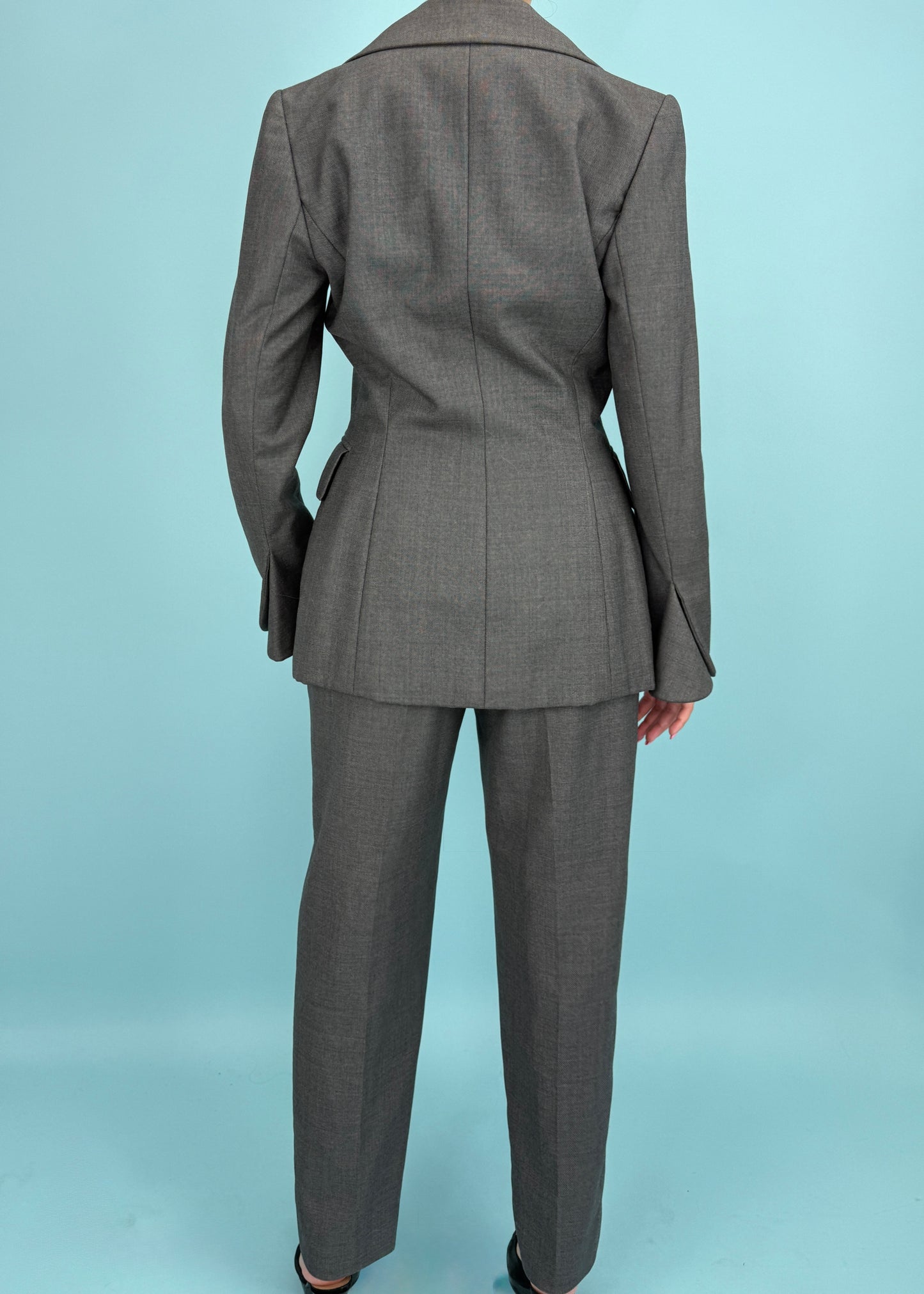Dior Haute Couture Spring 1990 Runway Grey Jacket & Trousers Suit Set