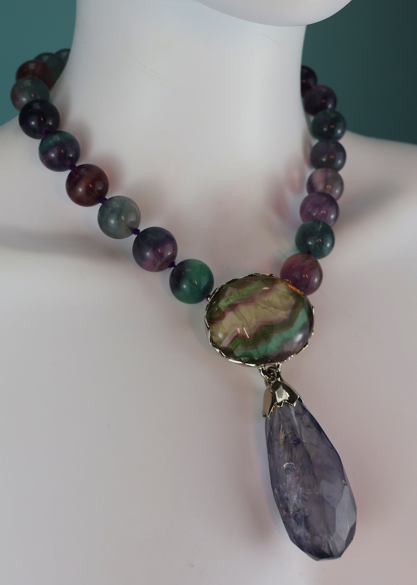 Yves Saint Laurent Haute Couture Fall 1999 Amethyst & Fluorite Gemstone Necklace