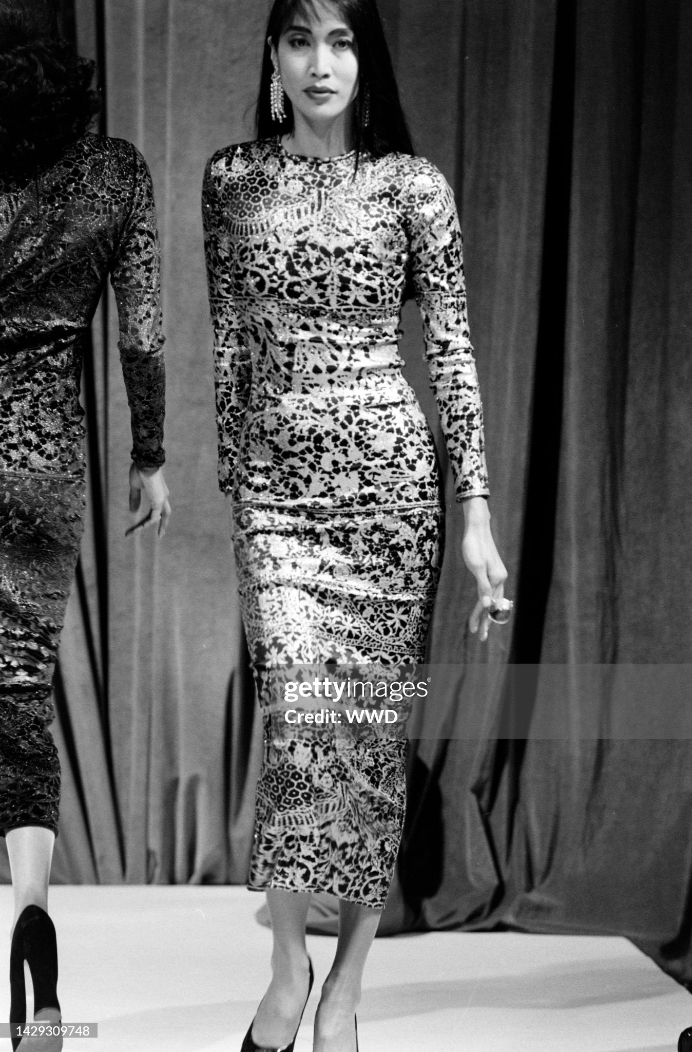 Vivienne Westwood Fall 1992 Runway Sample Black Metallic Gold Dress