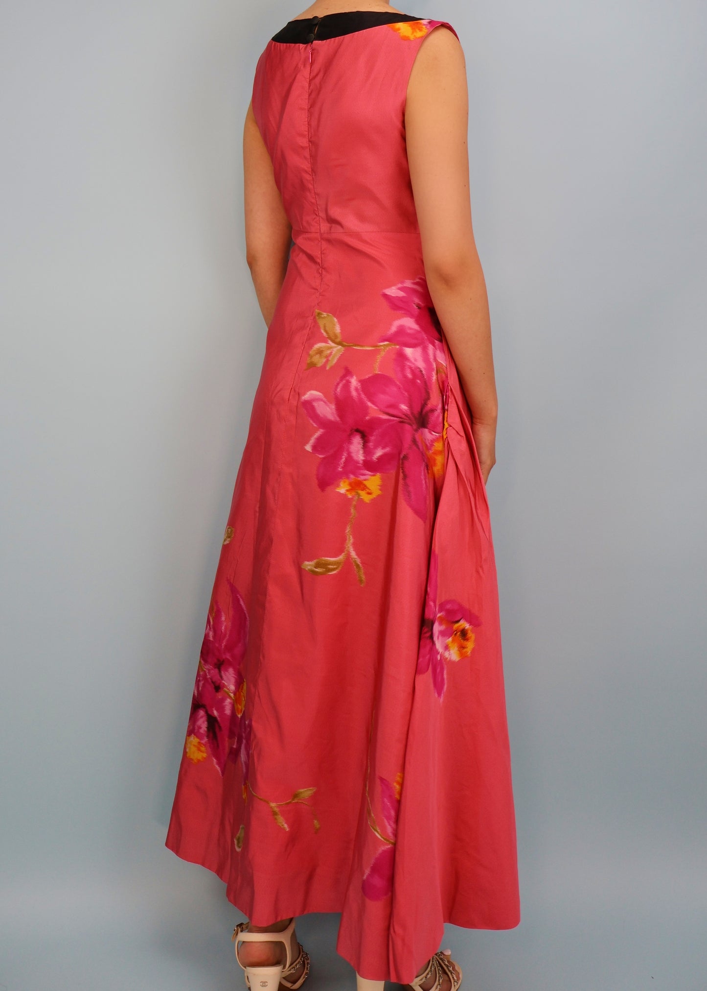 Christian Lacroix Fall 1997 Runway Pink Floral Silk Gown
