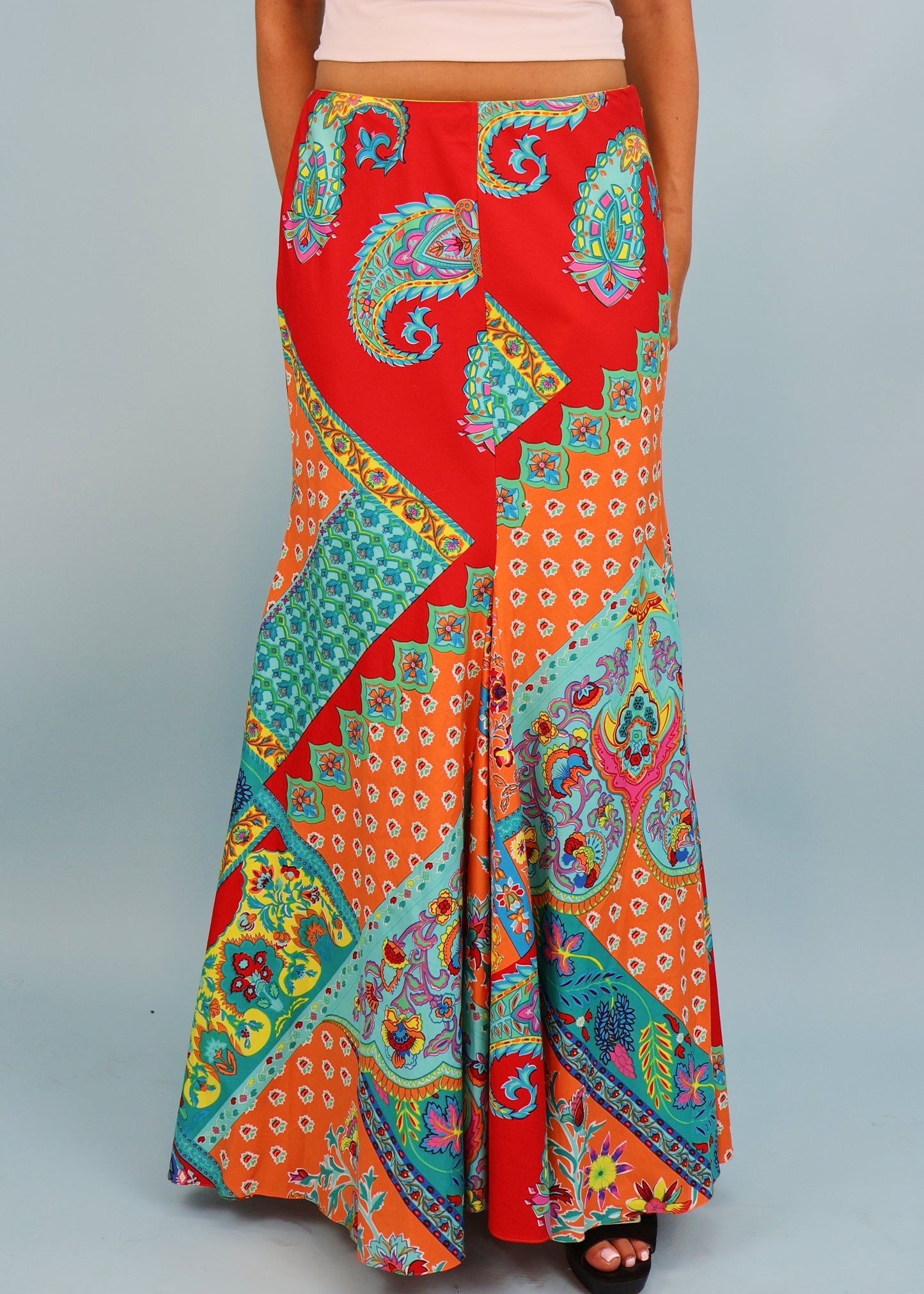 Ralph Lauren Multi Colour Paisley Print Cotton Maxi Skirt