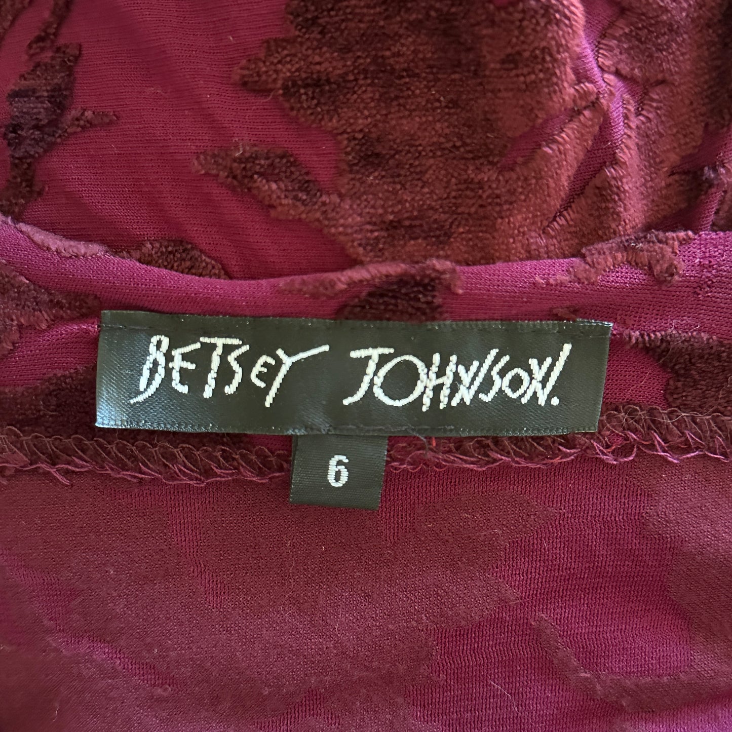 Betsey Johnson Maroon Burnout Devoré Velvet Maxi Dress