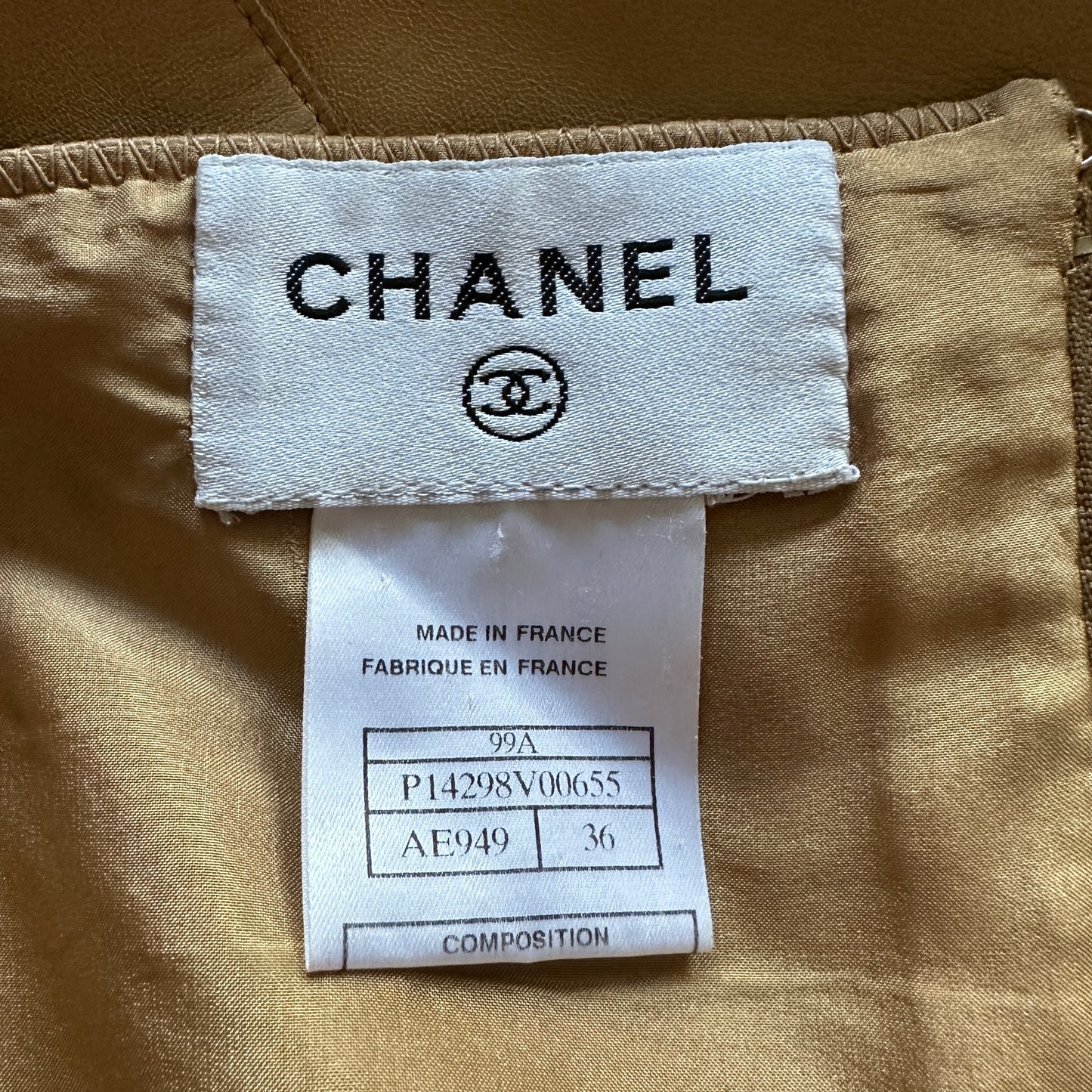 Chanel Fall 1999 Beige Leather Halter Dress