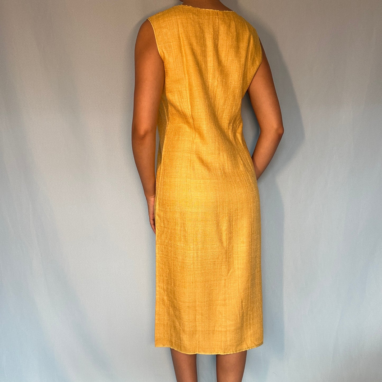 Prada Yellow Silk Tweed Dress