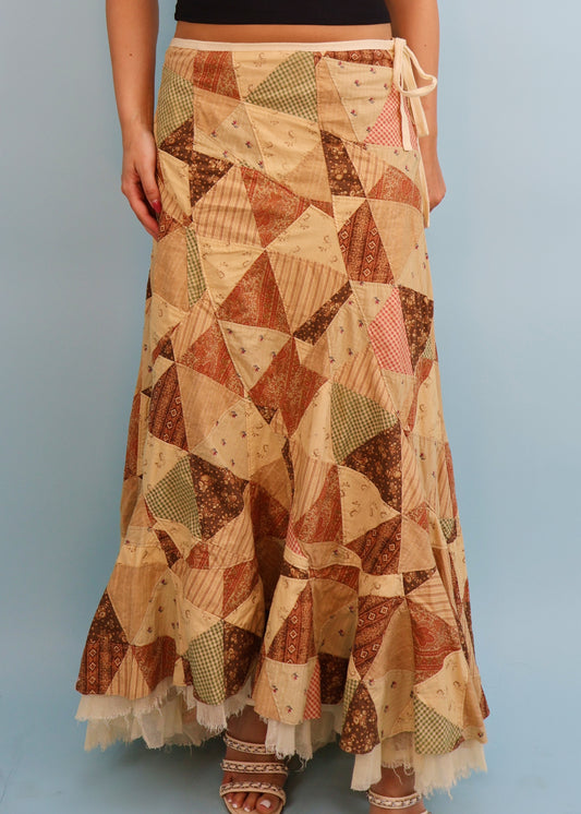 Ralph Lauren Patchwork Tulle Lined Maxi Skirt