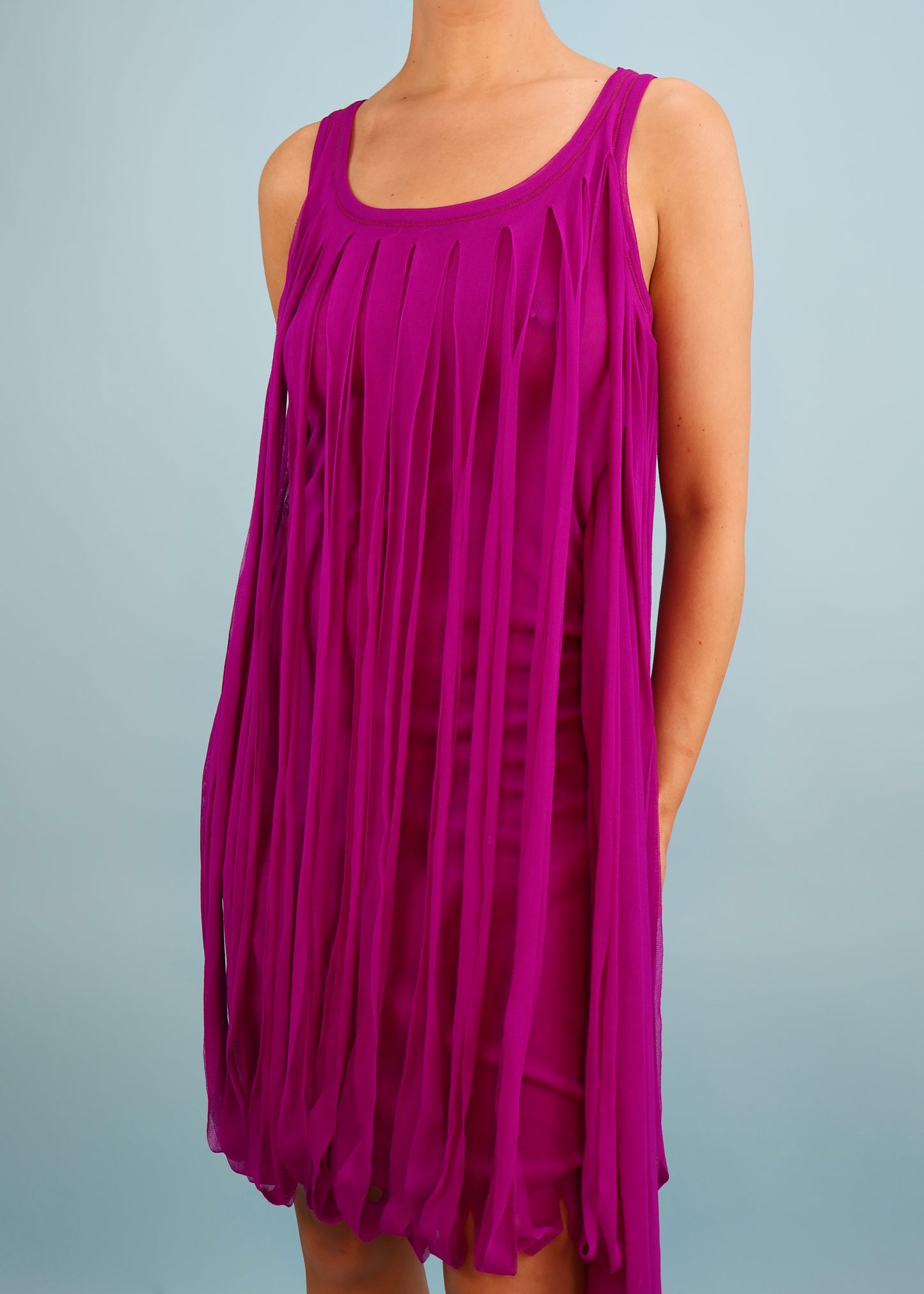 Jean Paul Gaultier Purple Mesh Waist Sash Dress
