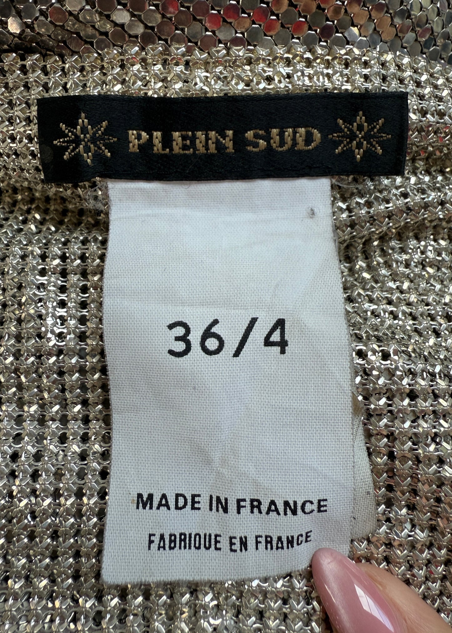 Plein Sud Silver Chainmail Choker Neck Cowl Top