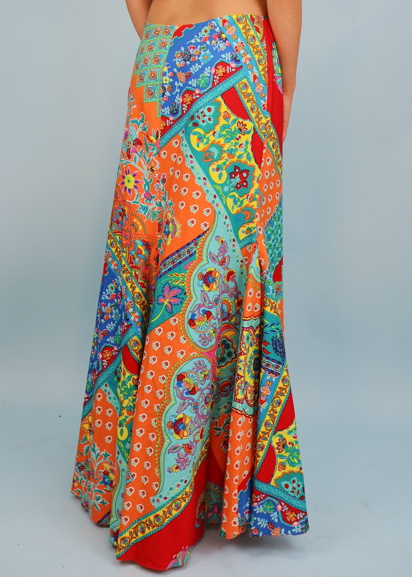 Ralph Lauren Multi Colour Paisley Print Cotton Maxi Skirt