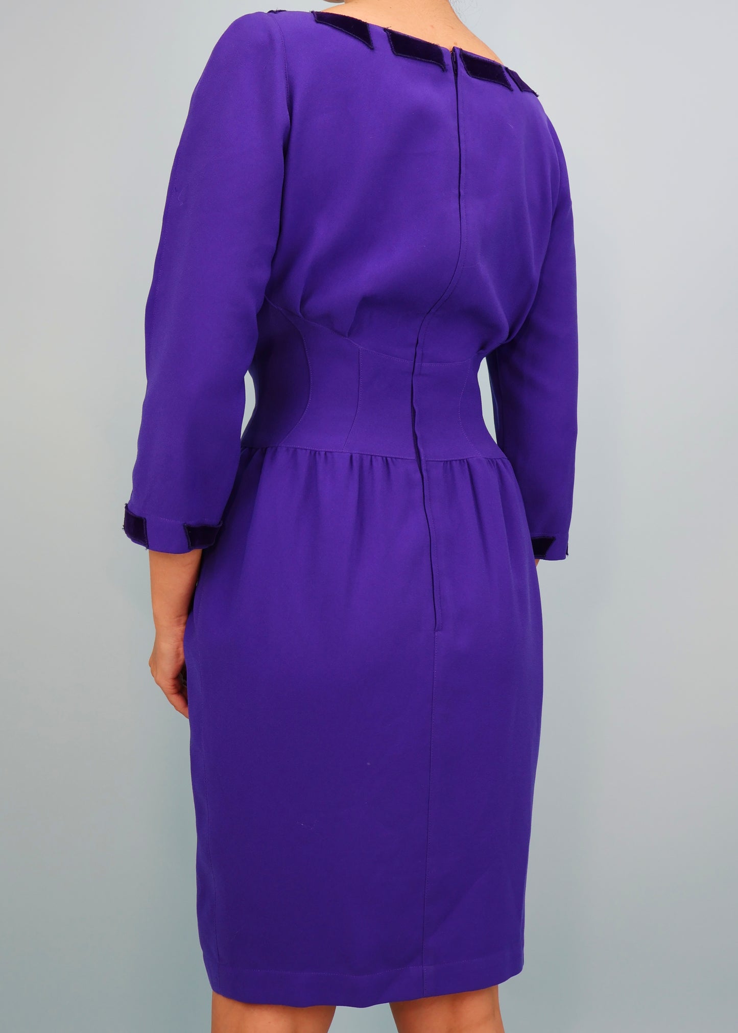 Thierry Mugler Fall 1993 Purple Bow Detail Dress