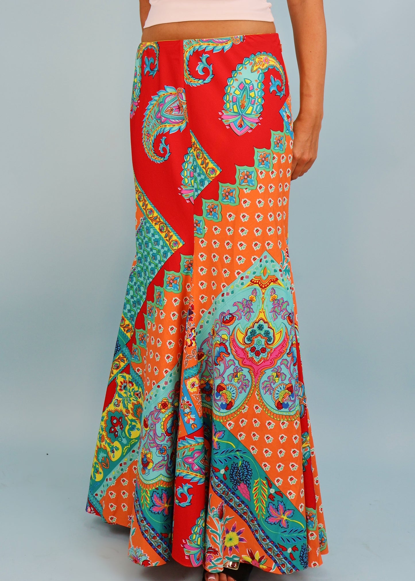 Ralph Lauren Multi Colour Paisley Print Cotton Maxi Skirt