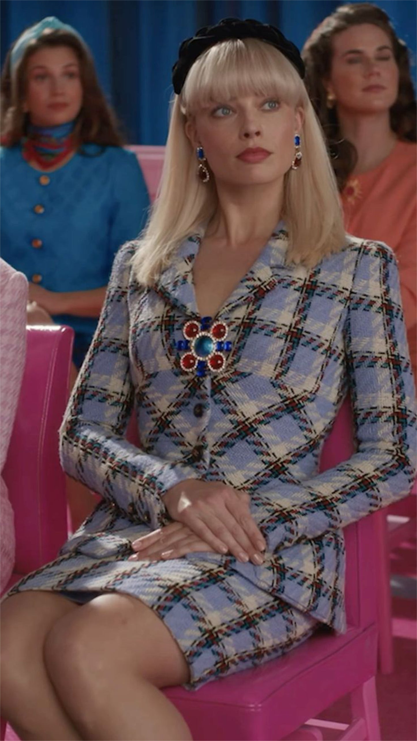 Chanel Spring 1995 Runway Lavender Blue Purple Plaid Tweed Jacket