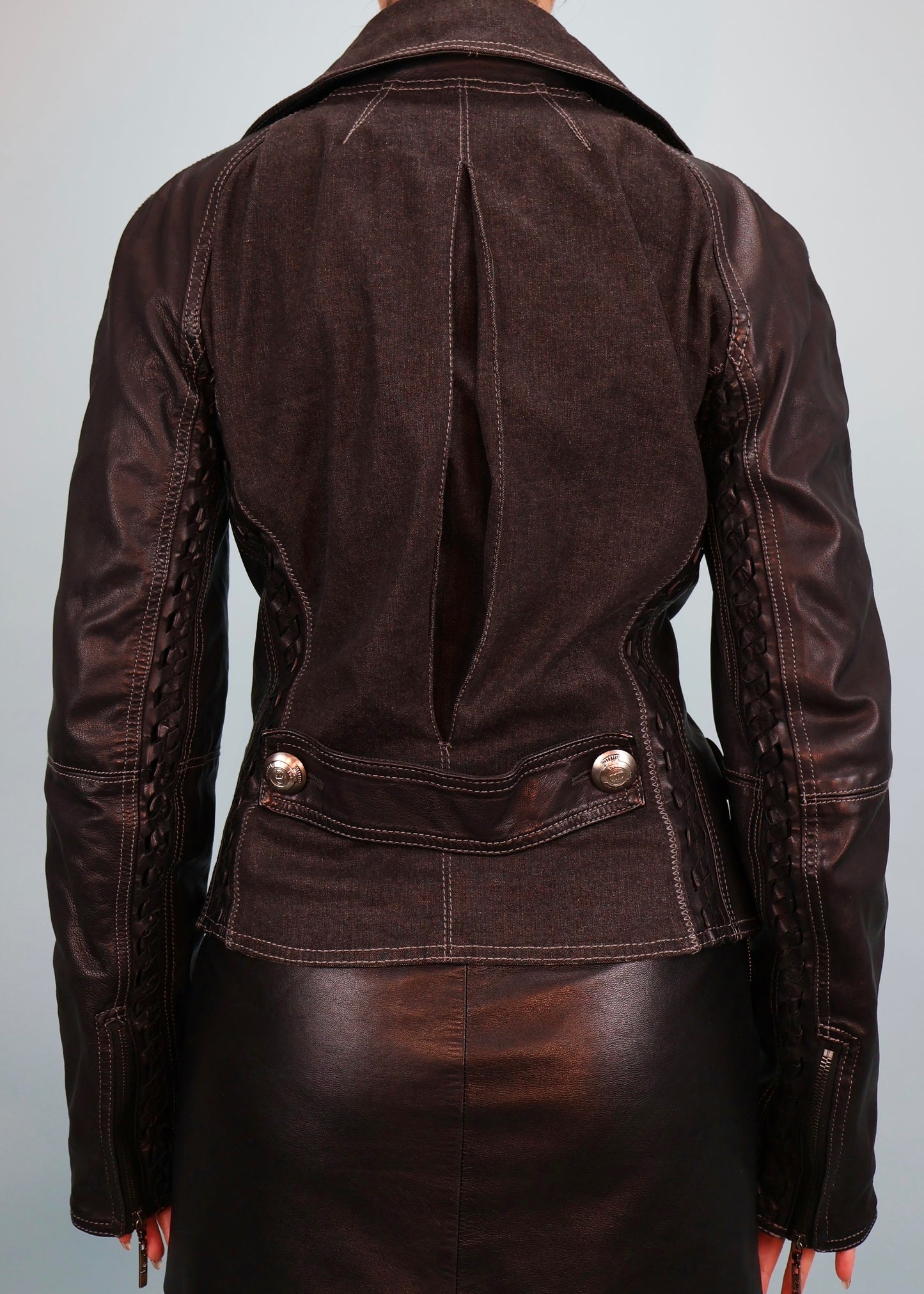 Dior Fall 2006 Black Leather & Denim Jacket