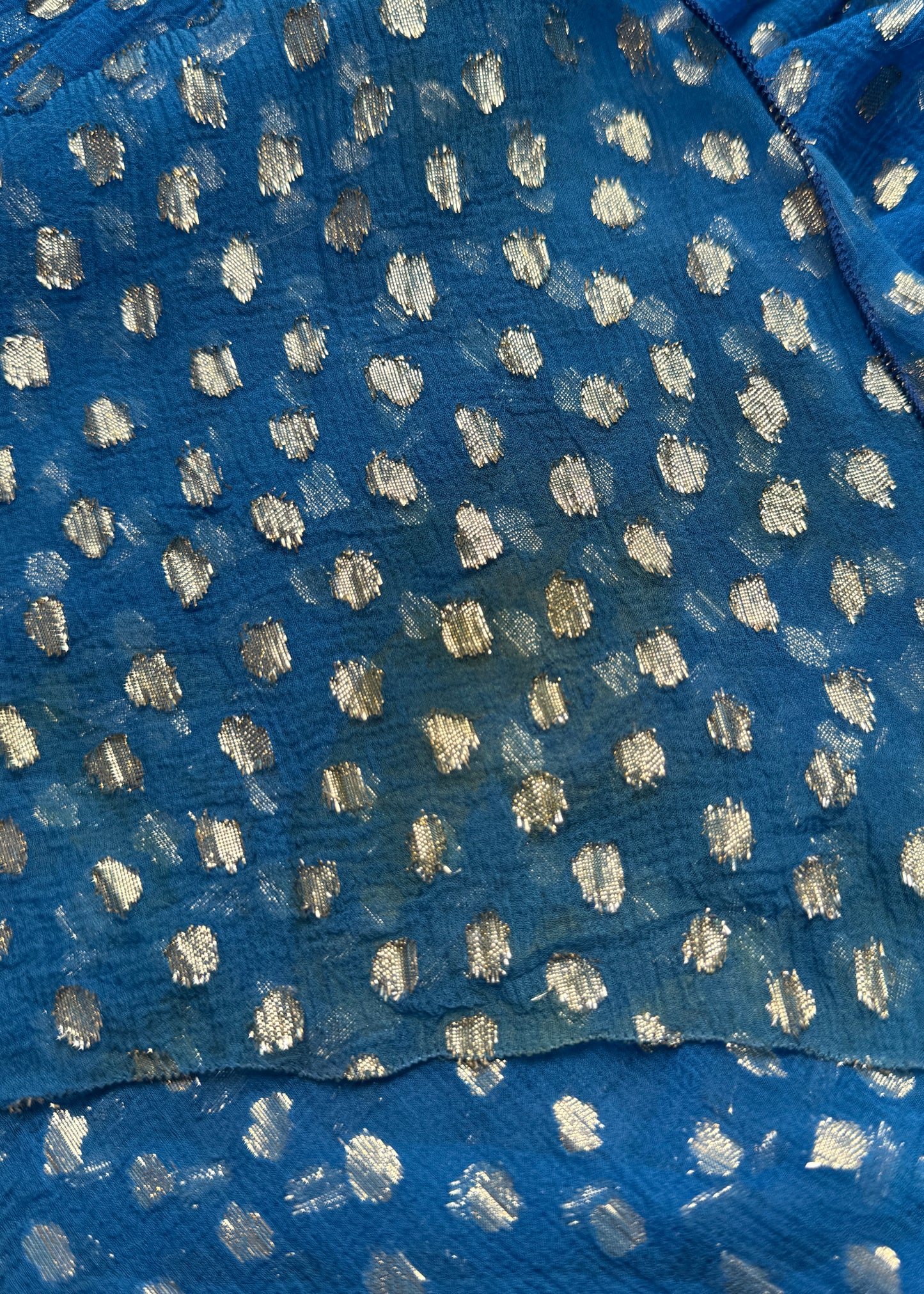 Dior Fall 1976 Haute Couture Blue & Silver Silk Chiffon Sheer Dress & Jacket Set
