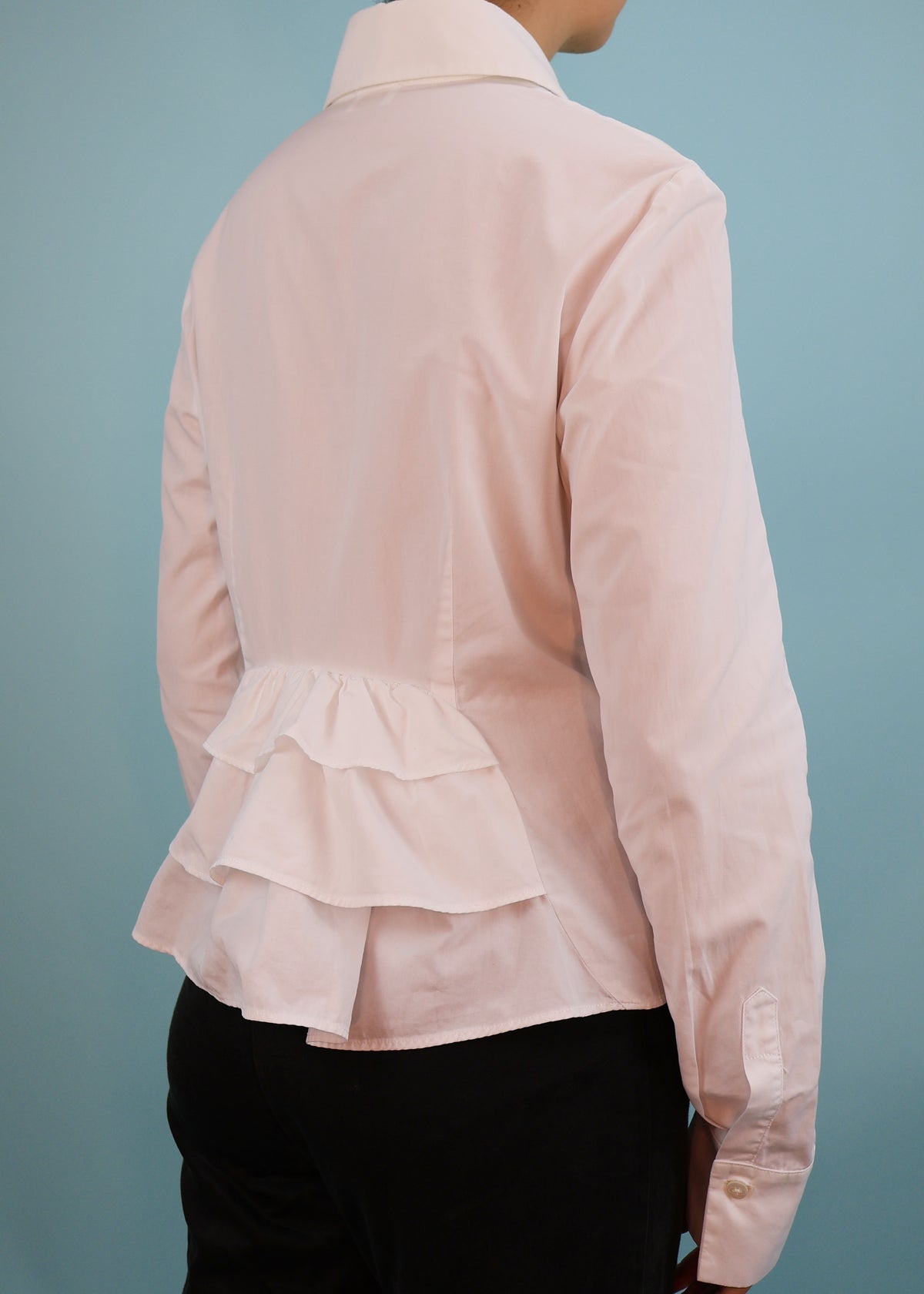 Valentino White Frill Back Cotton Blouse