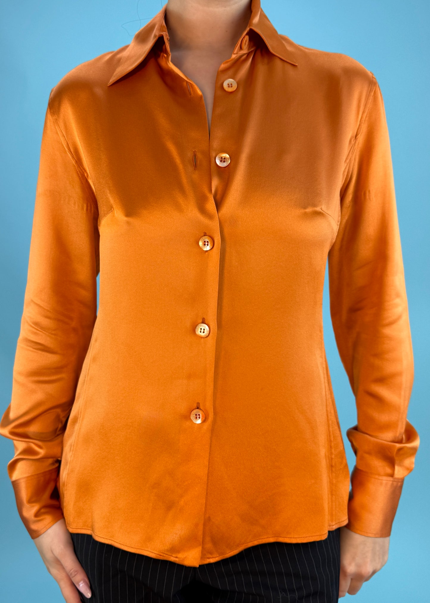 Gucci Fall 1995 Runway Orange Silk Shirt
