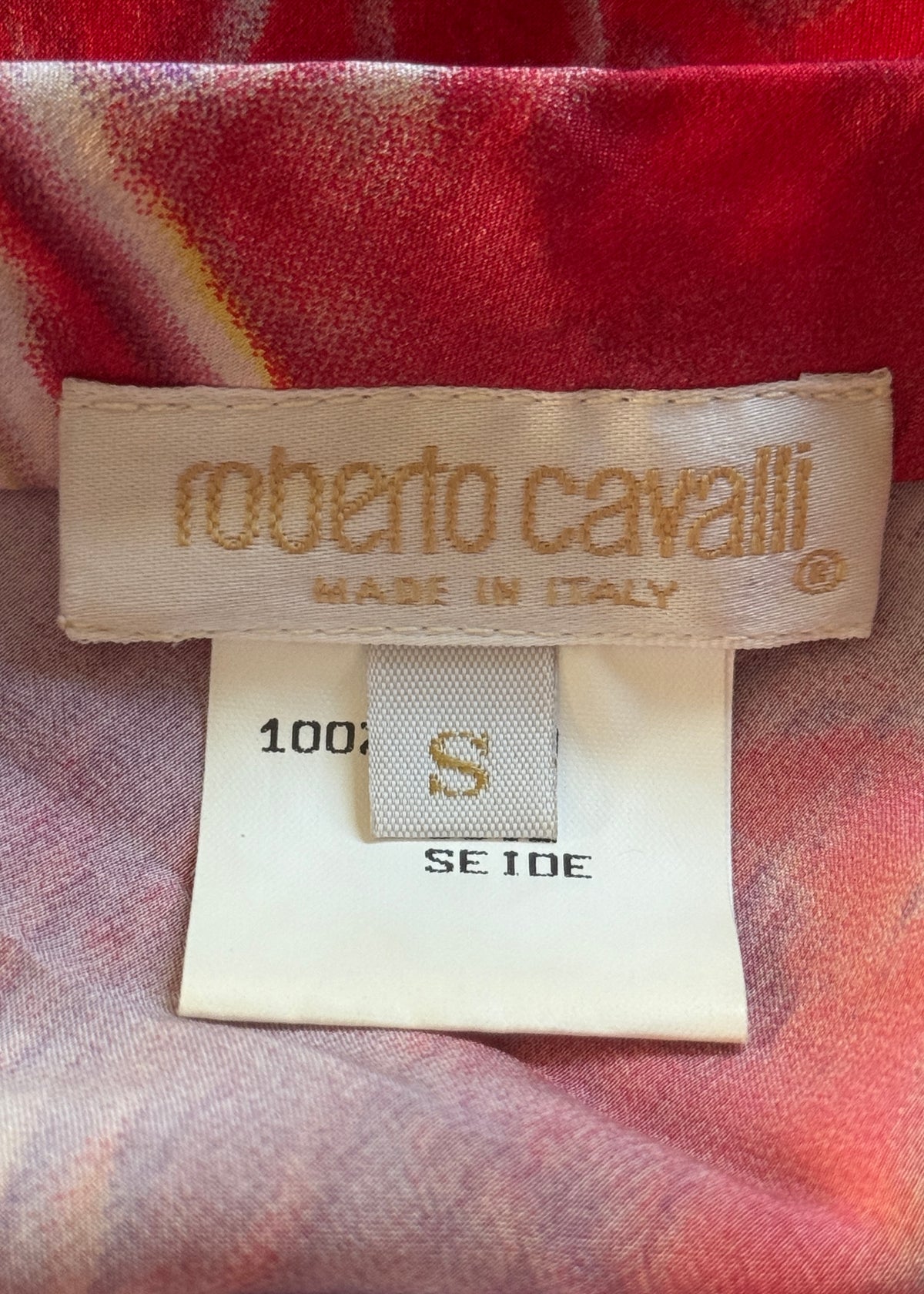 Roberto Cavalli Spring 2000 Red & Purple Floral Asymmetric Silk Skirt