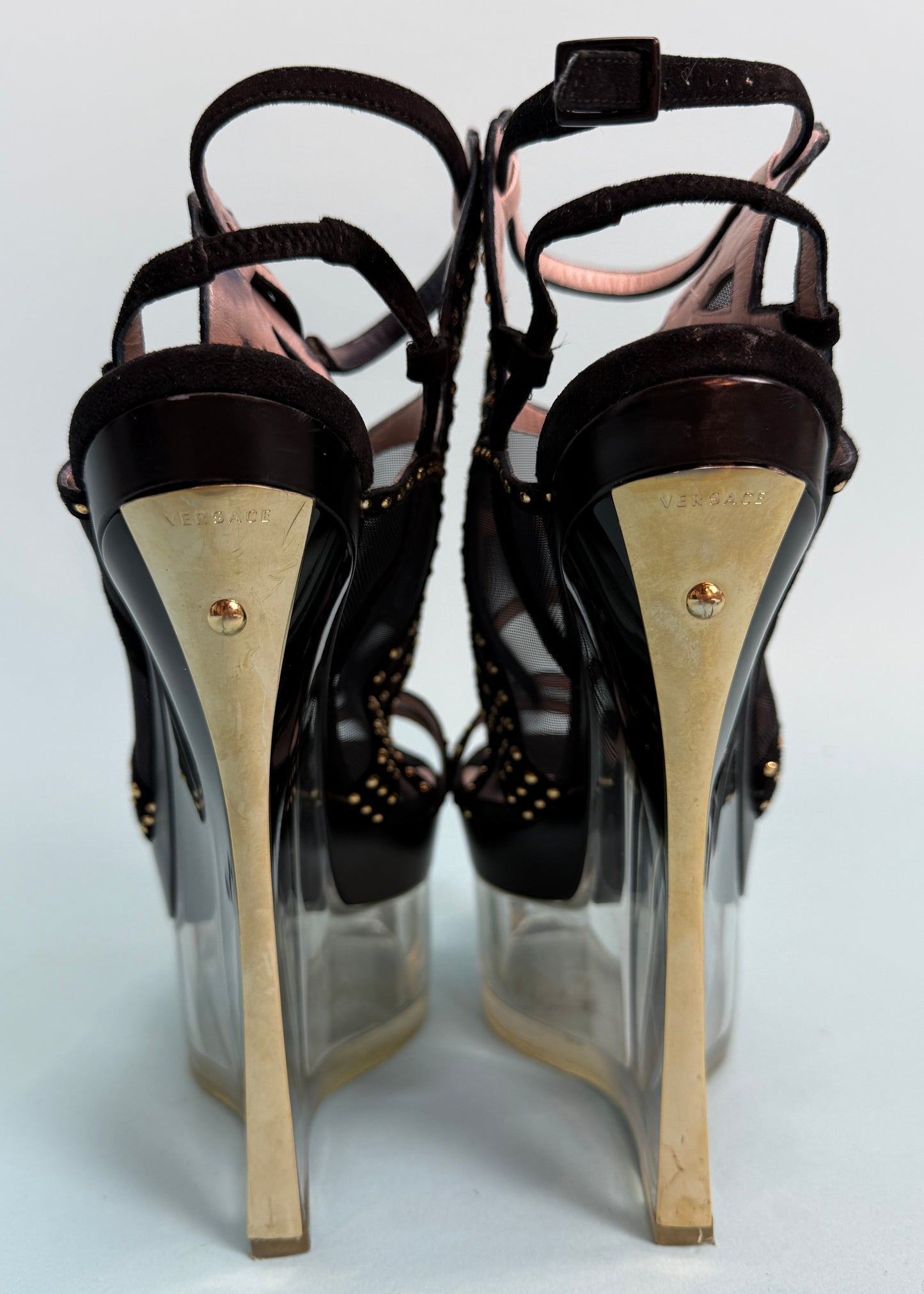 Versace Spring 2012 Runway Perspex Studded Wedge Heels