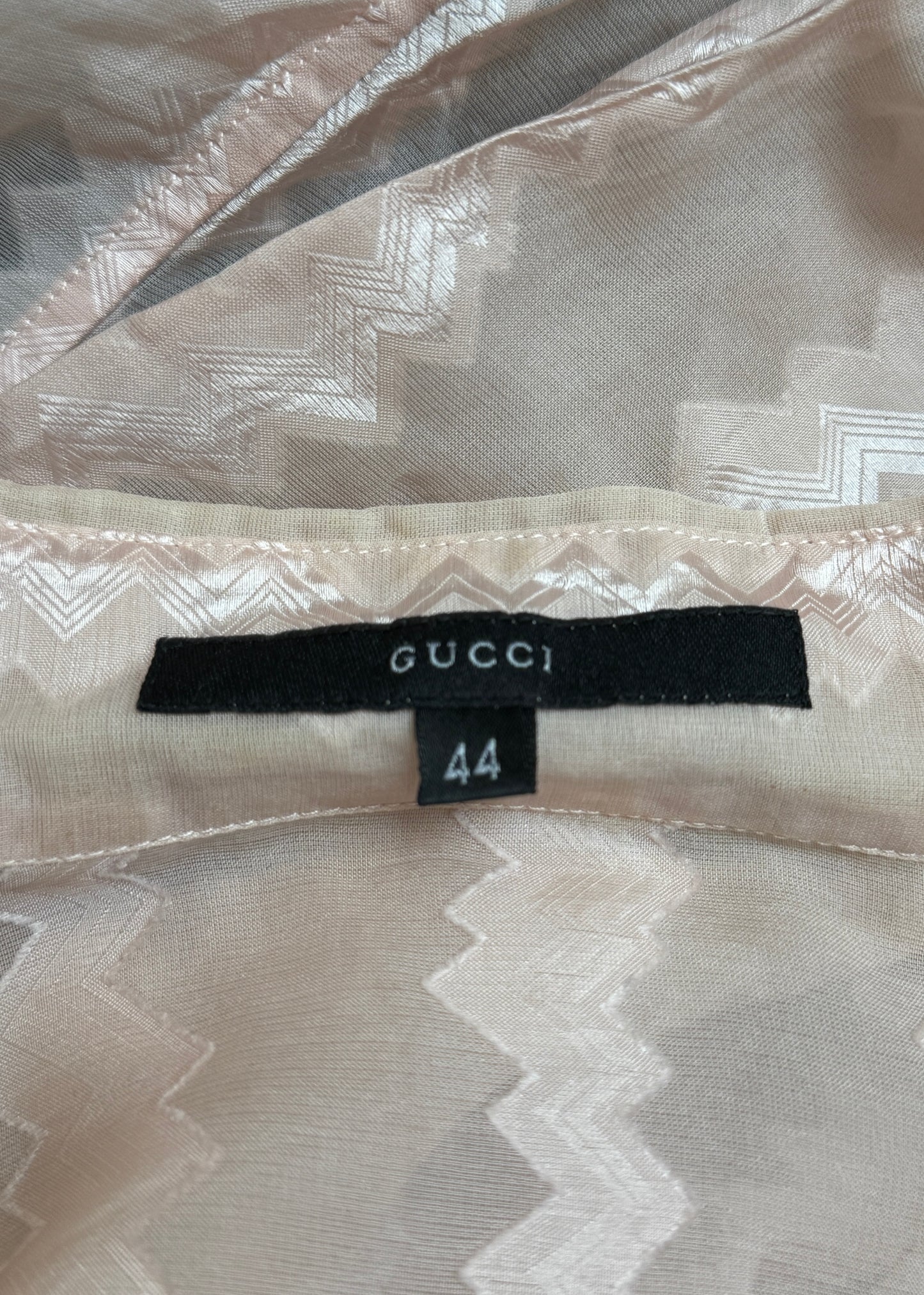 Gucci Spring 2000 Runway Pink Sheer Zig Zag Shirt