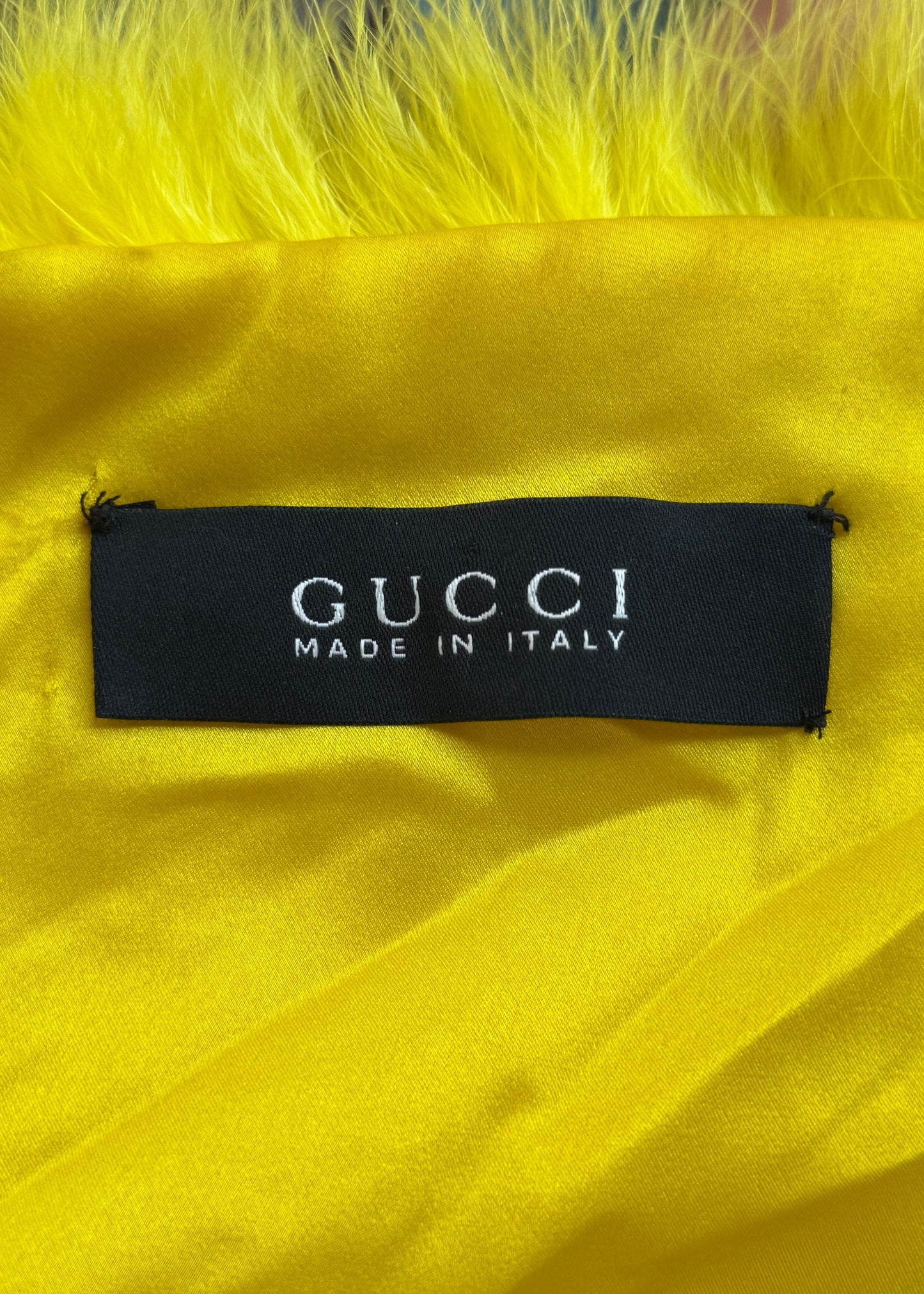 Gucci Spring 2004 Runway Yellow Marabou Feather Bolero Jacket