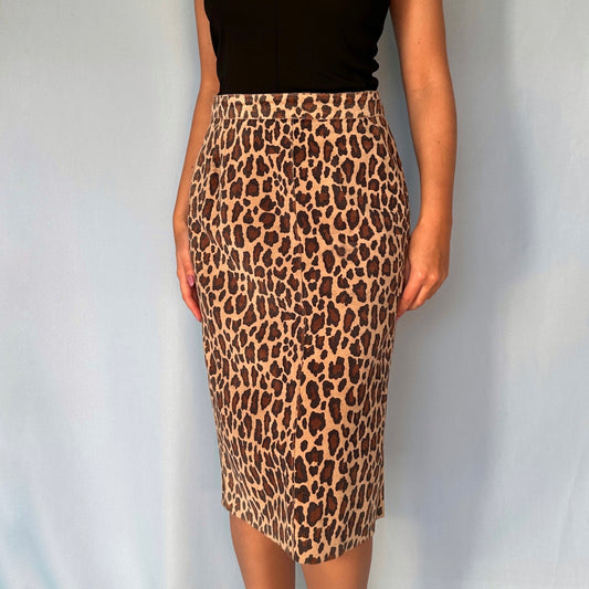 Dolce & Gabbana Leopard Print Suede Skirt