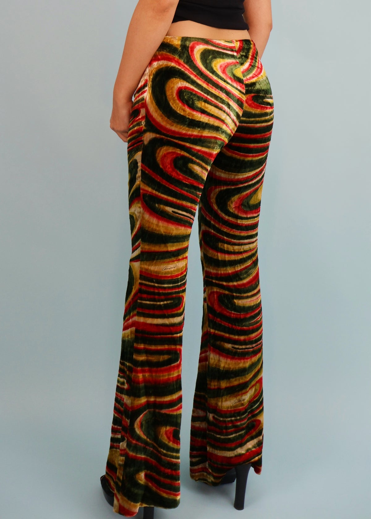 Gucci Fall 1999 Runway Velvet Swirl Flared Pants