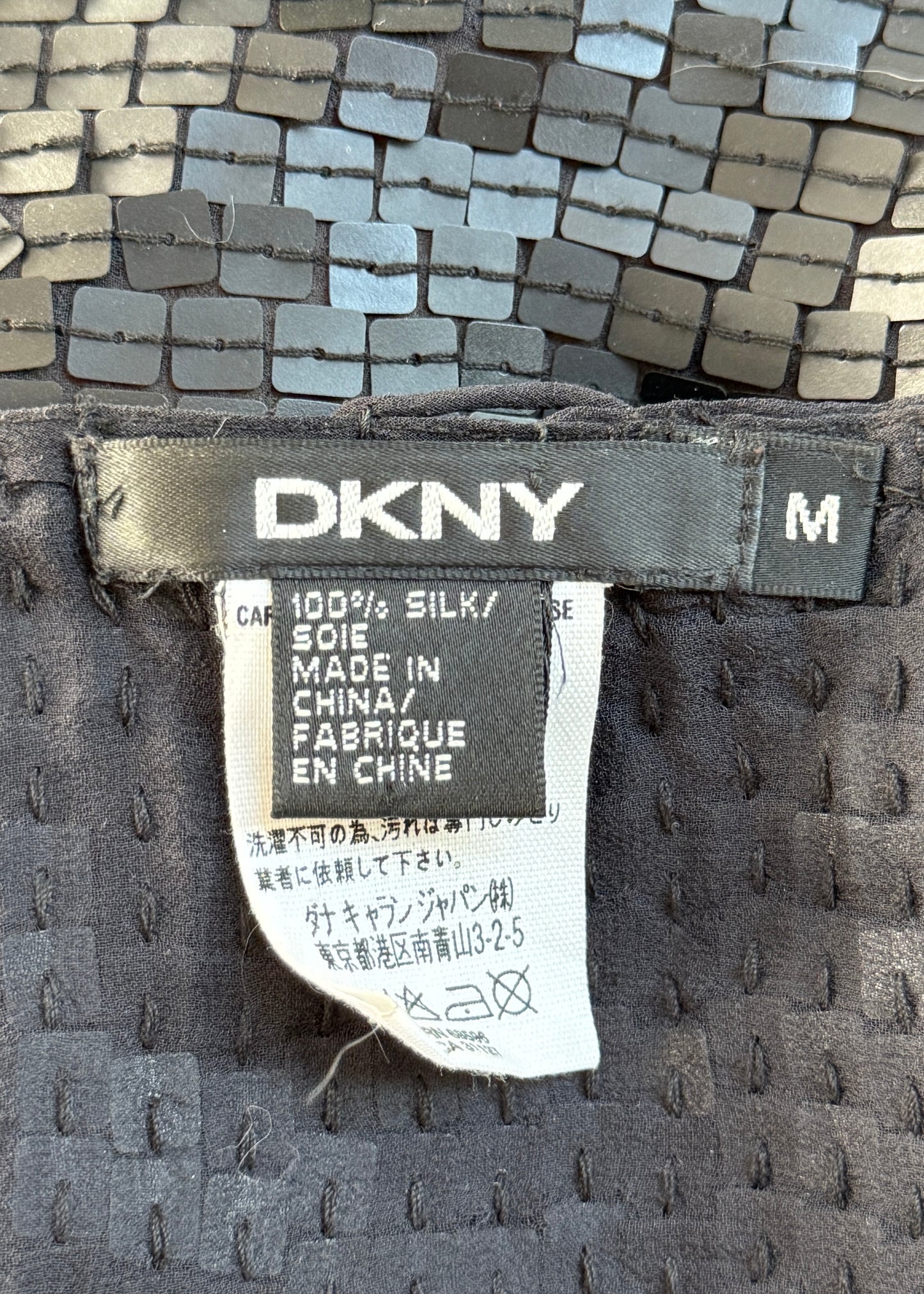DKNY Black Sequin Embellished Open Back Top
