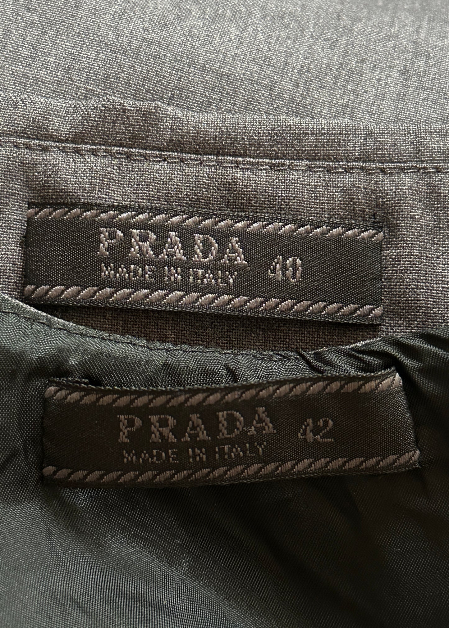 Prada Grey Padded Wool Skirt & Top Set