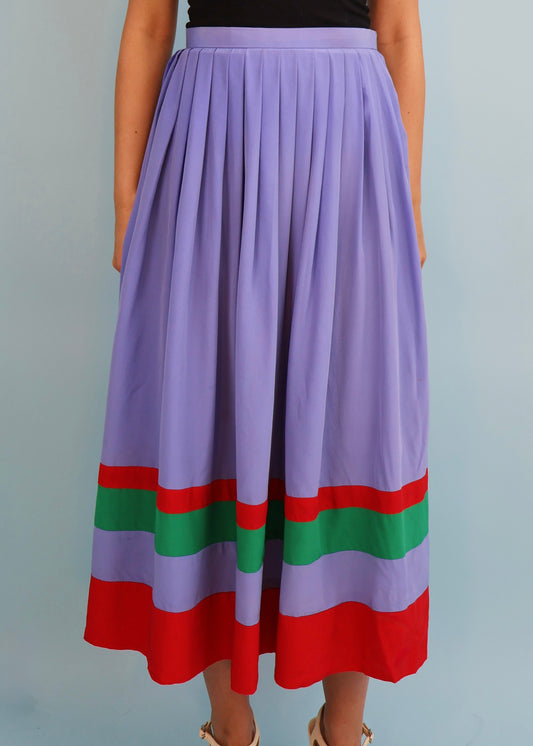 Miss O by Oscar De La Renta Pleated Silk Skirt