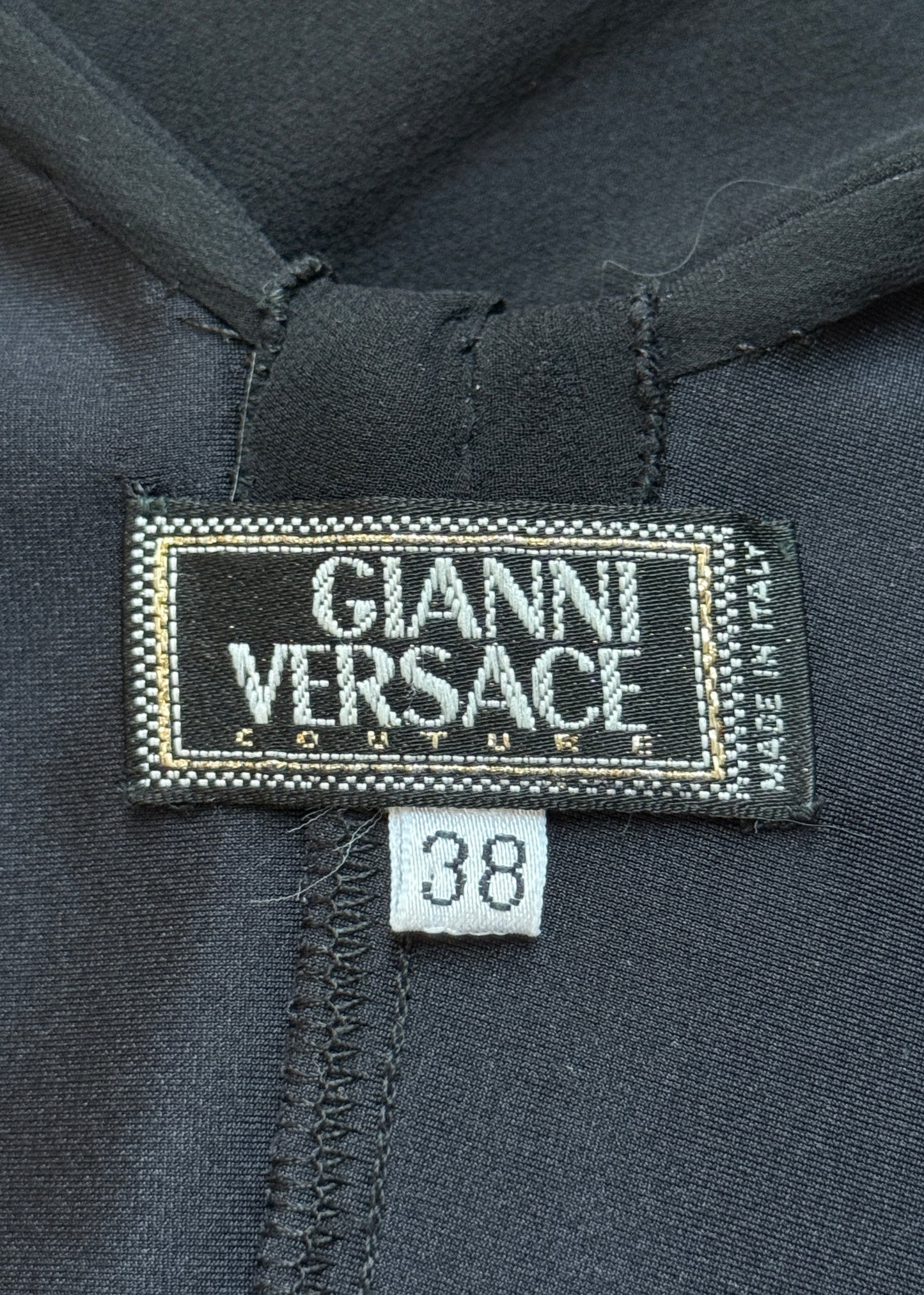 Versace Spring 1995 Runway Black Draped Chiffon Gown