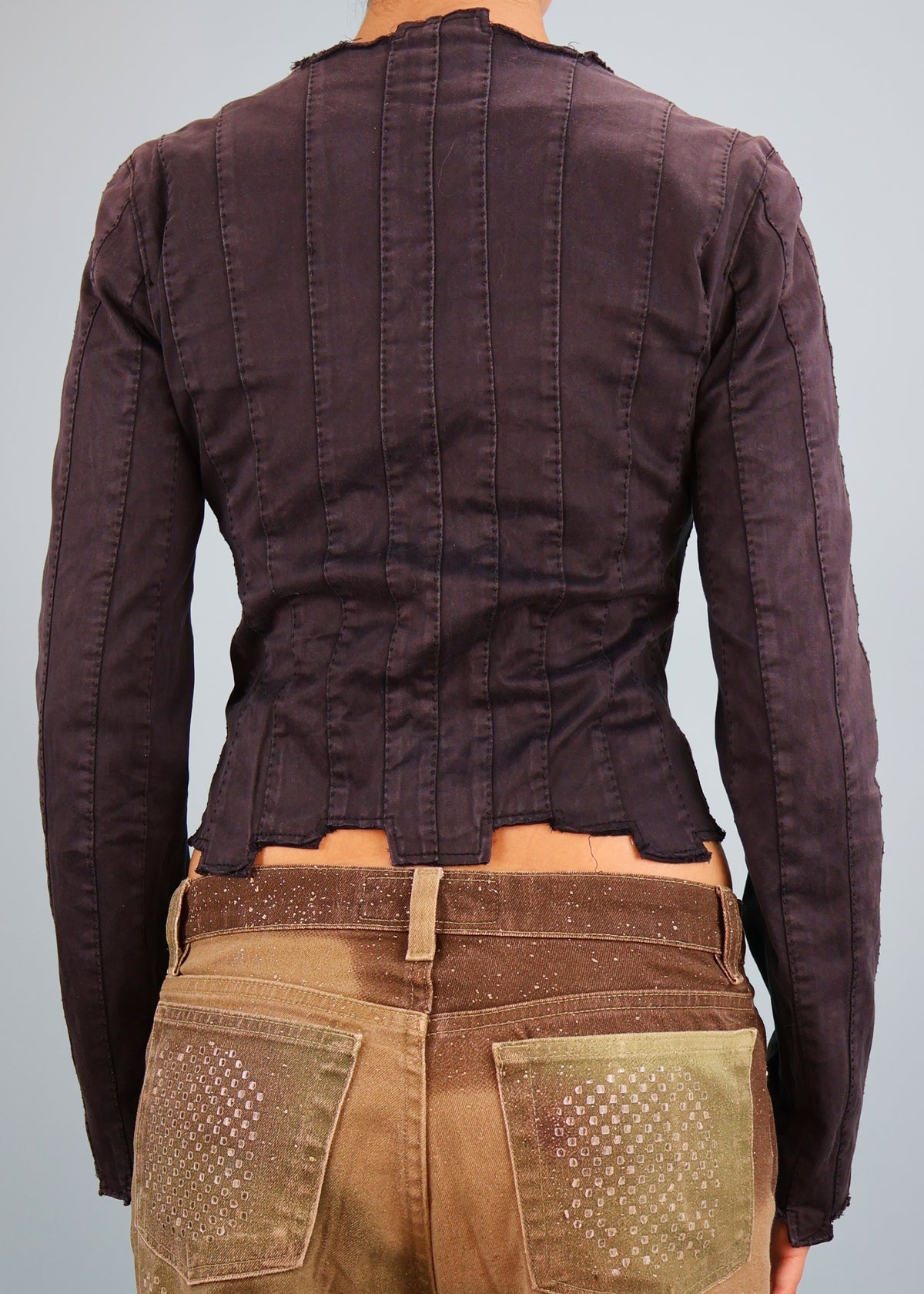 Plein Sud Grey Irregular Hem Hook & Eye Jacket
