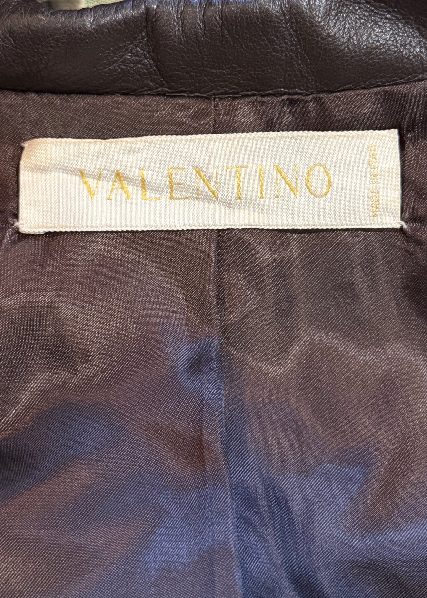 Valentino Brown Leather Fitted Jacket