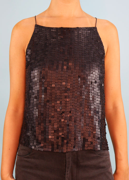 DKNY Black Sequin Embellished Open Back Top