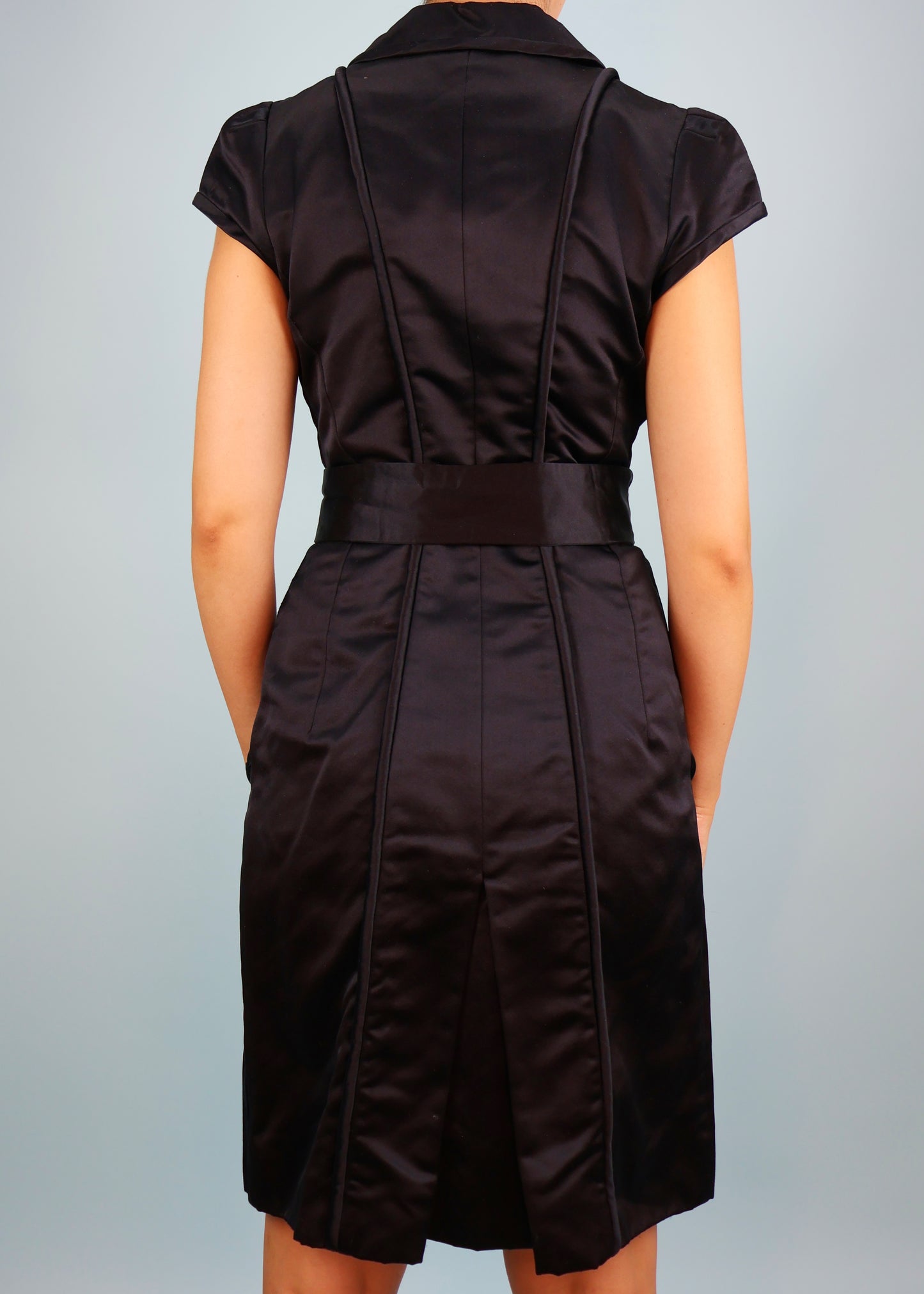 Louis Vuitton Spring 2003 Runway Black Silk Satin Zip Up Dress