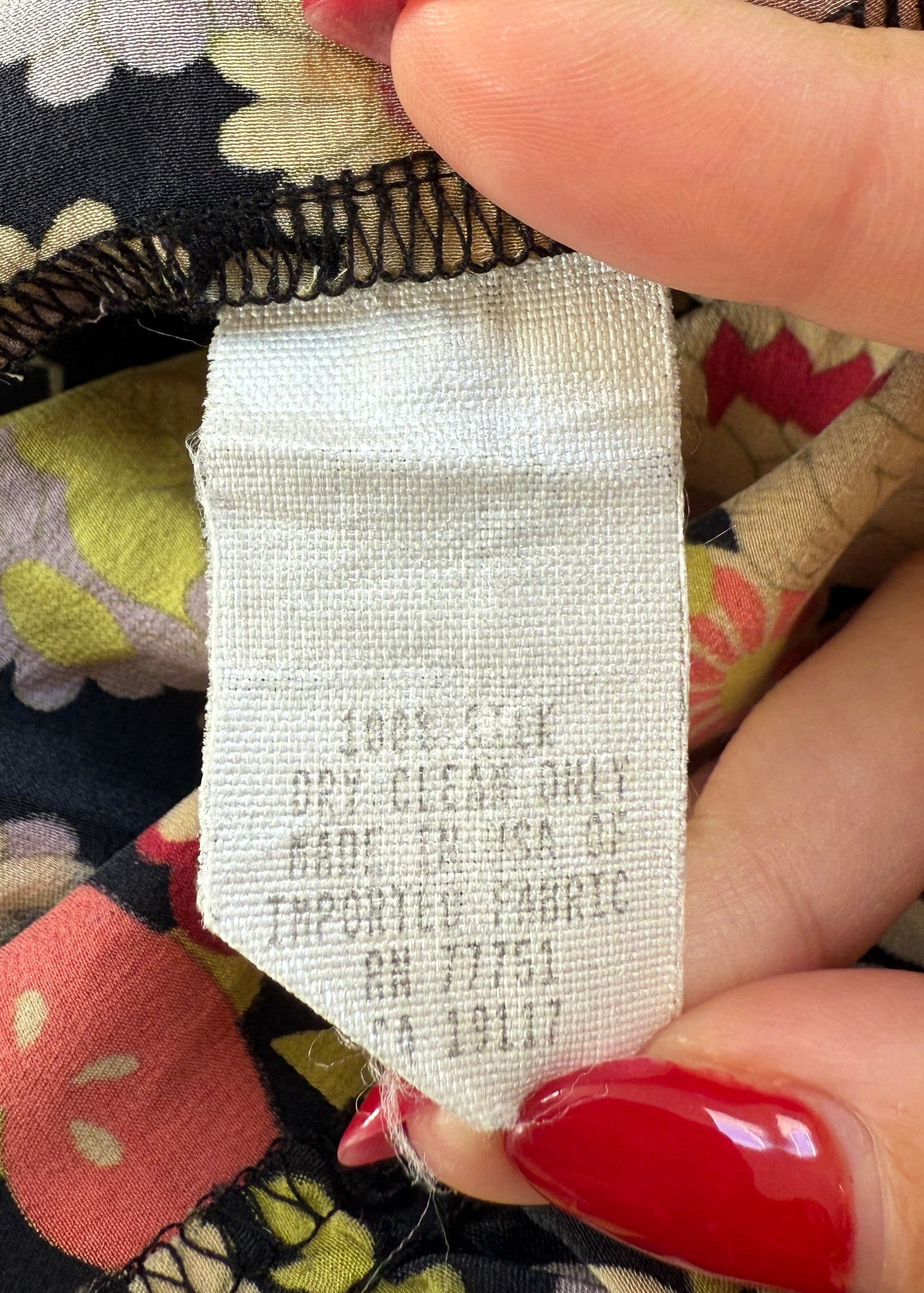 Betsey Johnson Black Floral Print Silk Dress