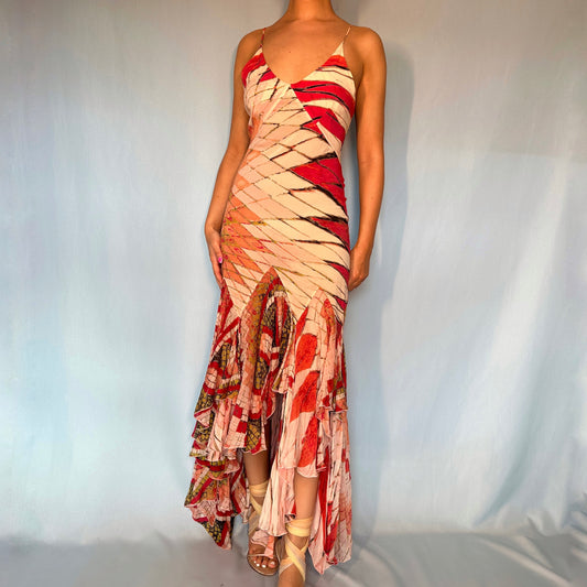 Roberto Cavalli Spring 2004 Silk Ruffle Dress