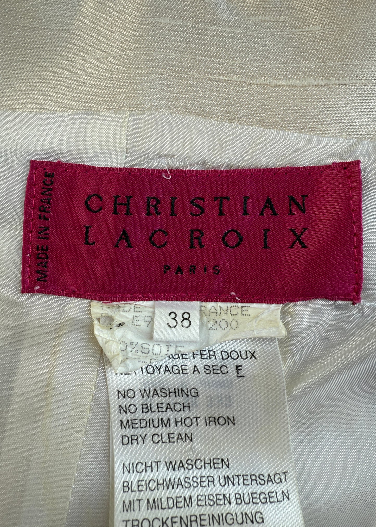 Christian Lacroix Spring 1995 Runway White Silk & Black Lace Mini Dress