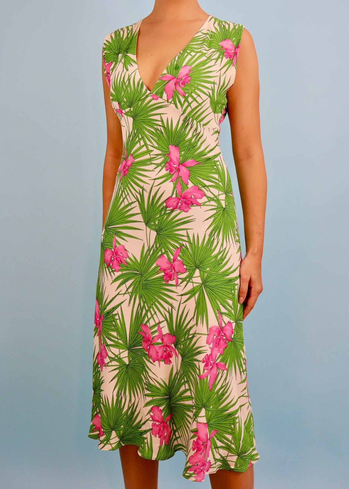 Celine Spring 2004 Tropical Print Silk Dress