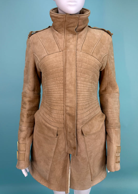Gucci Fall 2003 Beige Shearling Suede Leather Jacket