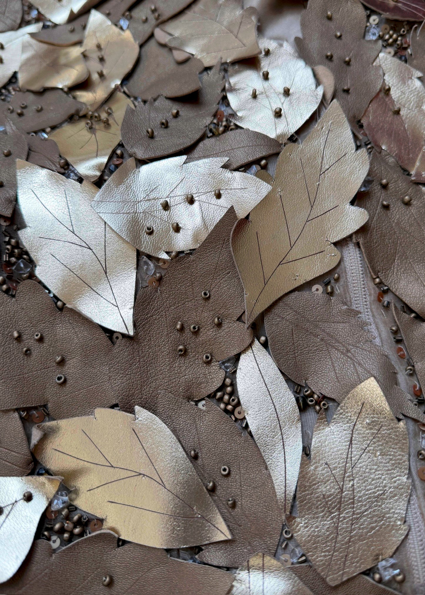 Valentino Fall 2002 Runway Sample Metallic Leather Leaf Appliqué Top